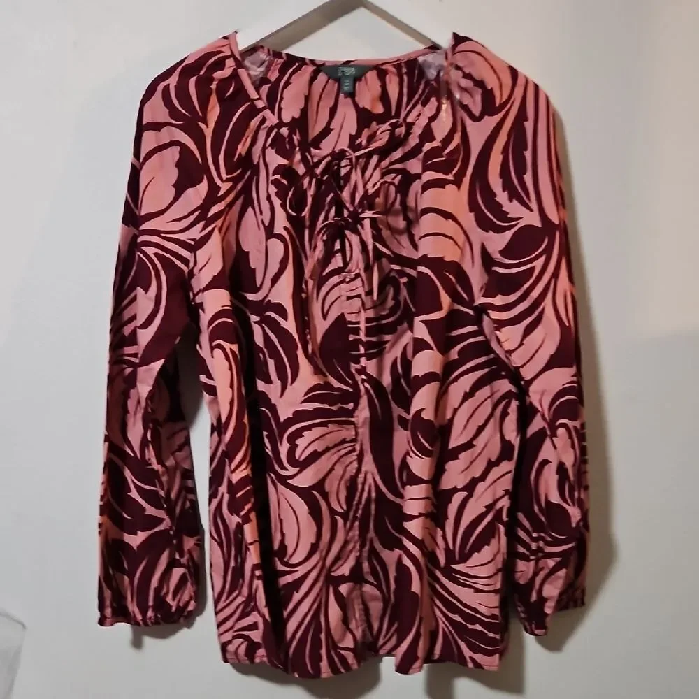 Terra & Sky Pink and Burgundy Blouse 14W